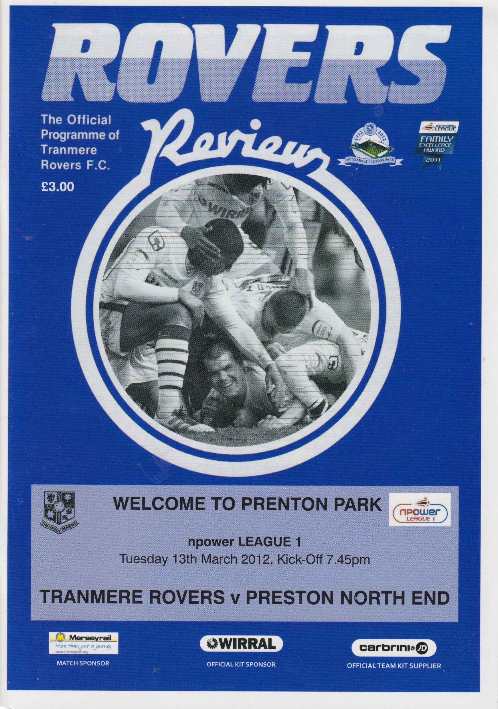 Tranmere Rovers v Preston North End match programme